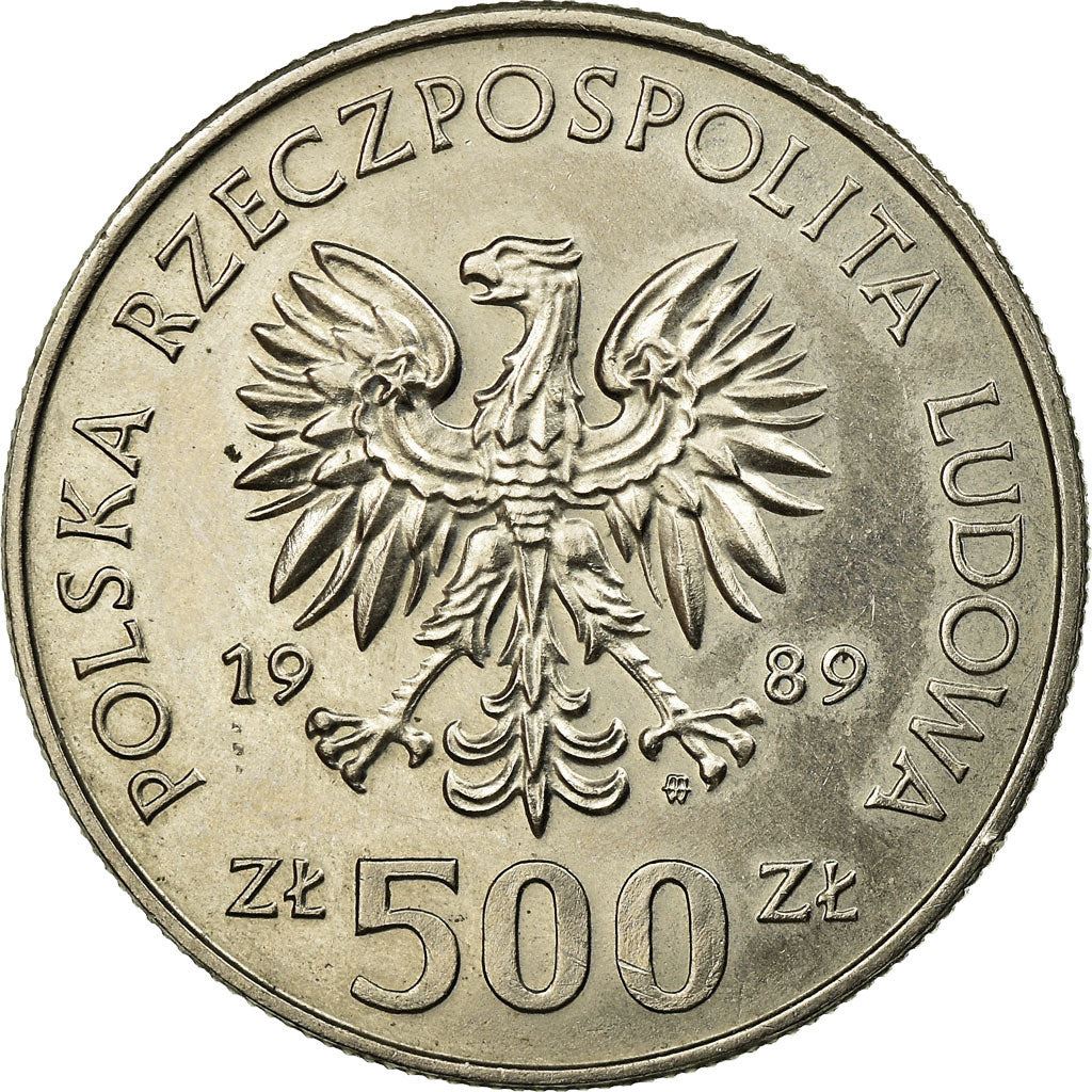 Poland | 500 Złotych Coin | Defensive War of Poland | Infantry Soldier | Eagle | KM185 | 1989