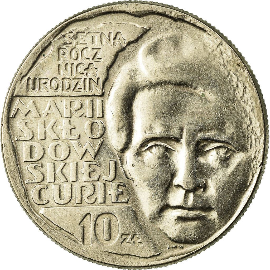 Polish 10 Zlotych Coin | Maria Sklodowska | Marie Curie | Eagle | Poland | 1967