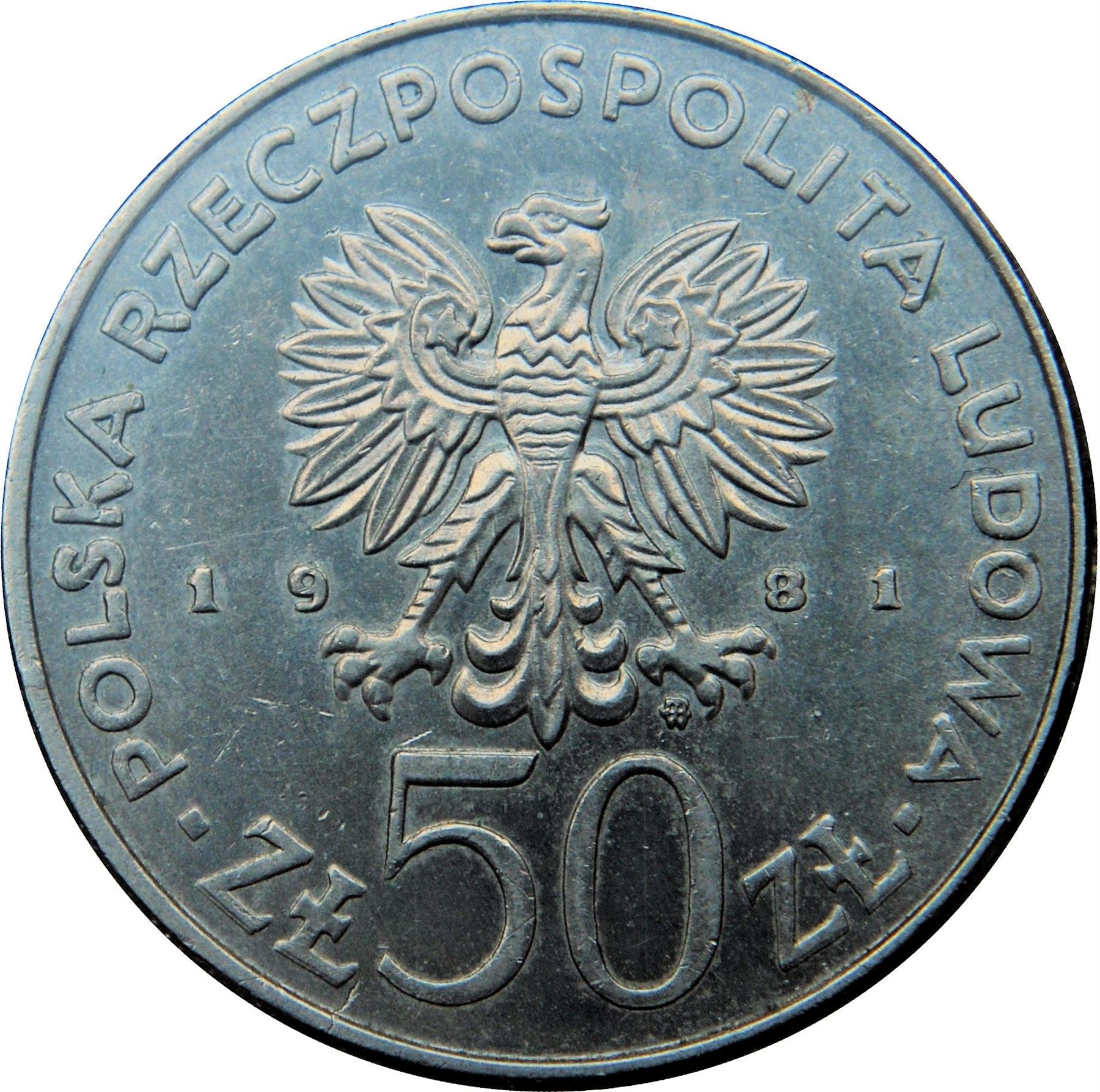 Polish 50 Zlotych Coin | FAO | World Food Day | Eagle | Poland | 1981