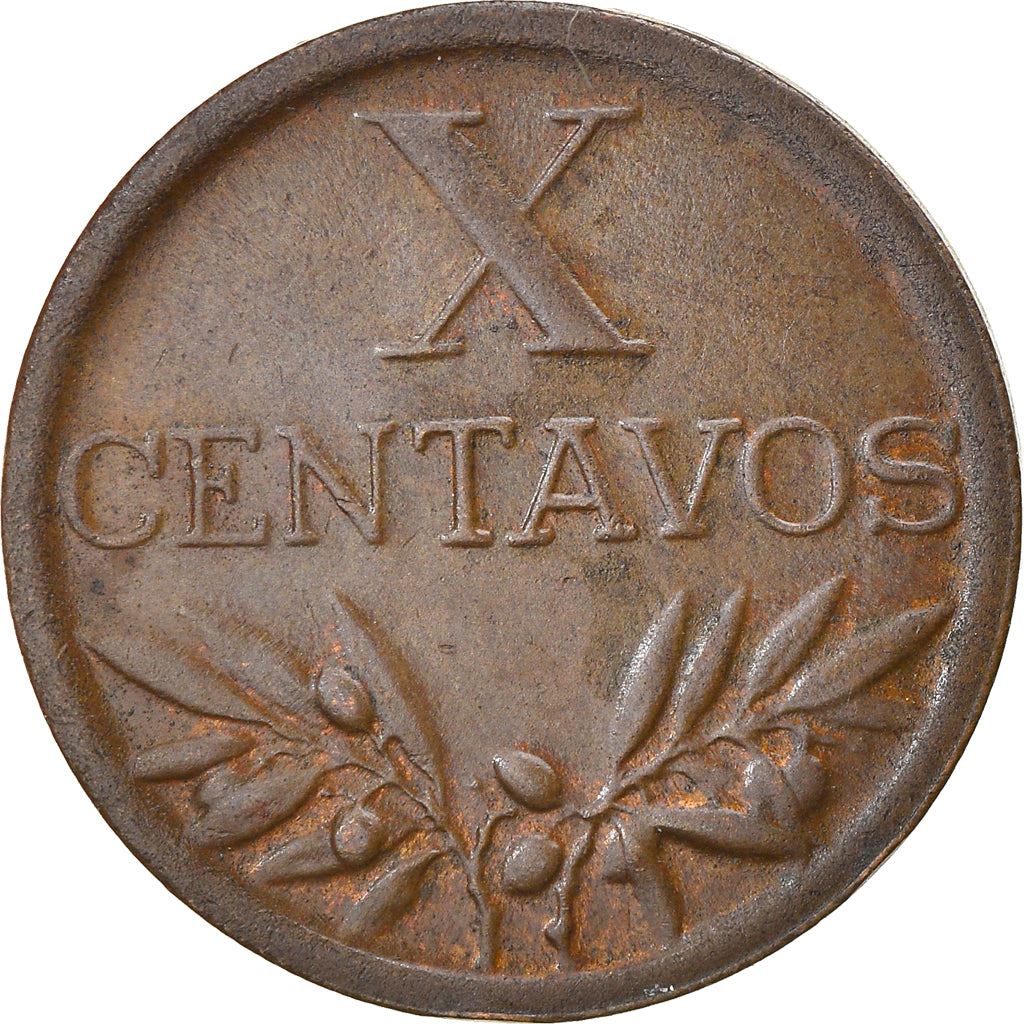 Portugal 10 Centavos Coin | Cross | Olive Branch | KM583 | 1942 - 1969