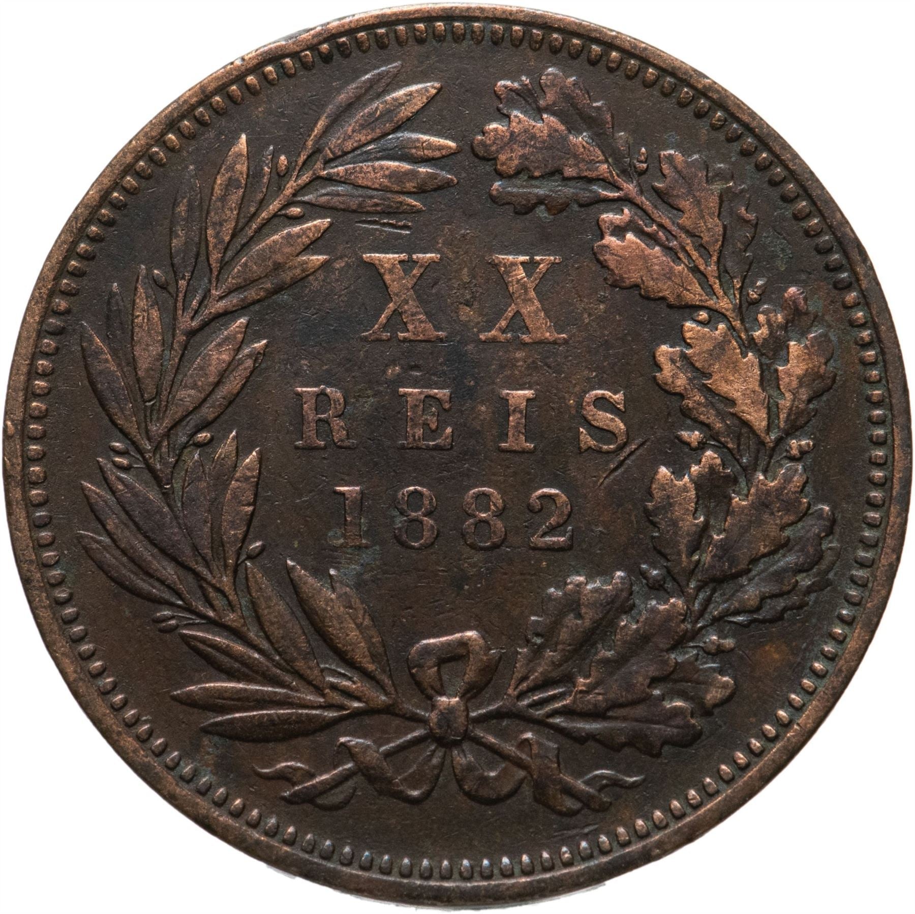 Portugal | 20 Reis Coin | King Luiz I | KM527 | 1882 - 1886