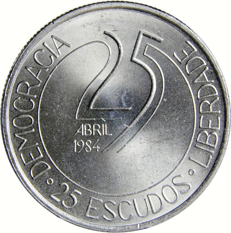 Portugal 25 Escudos Coin | Carnation Revolution | KM623 | 1984