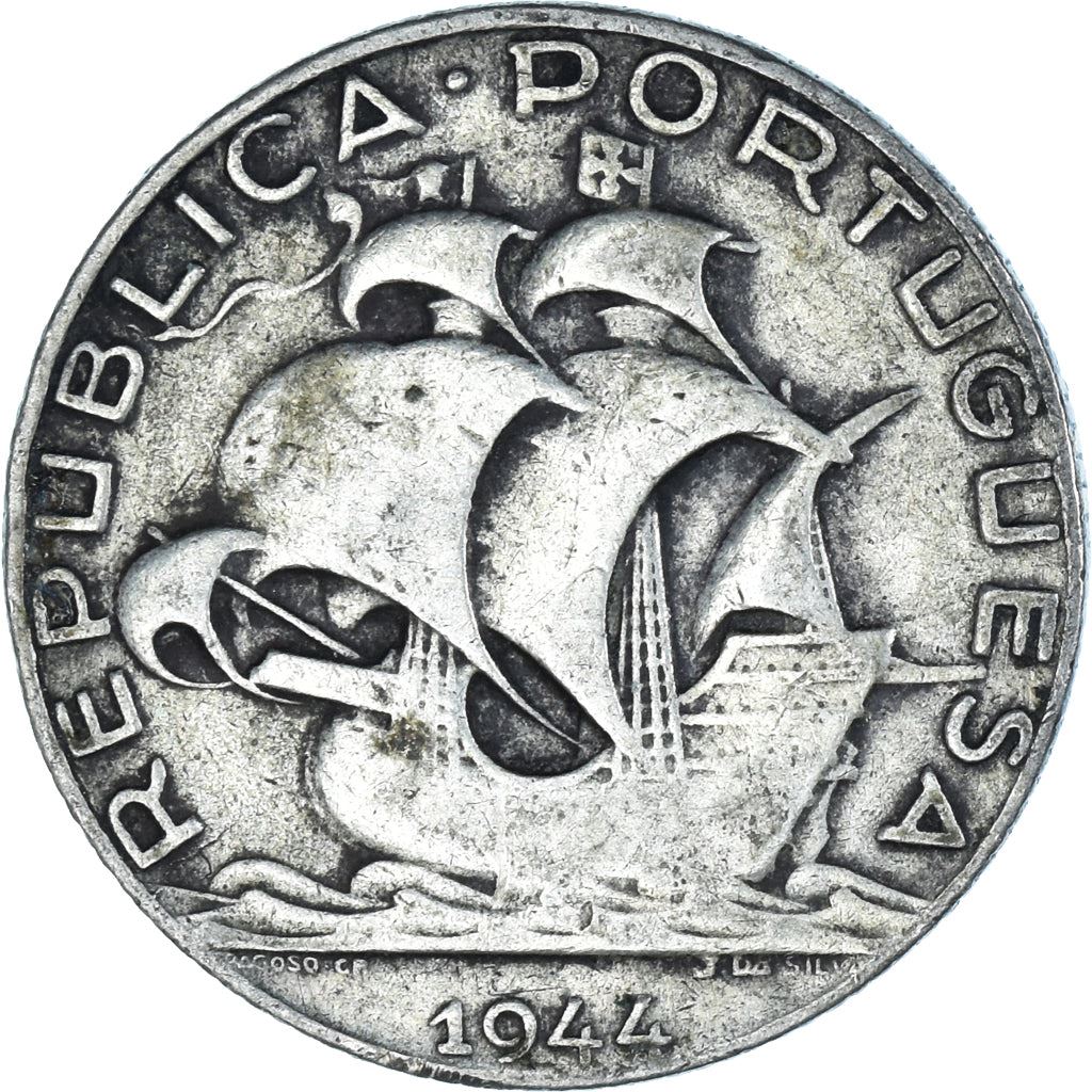 Portugal 2.50 Escudos Coin | Portuguese Ship | Silver | 1932 - 1951