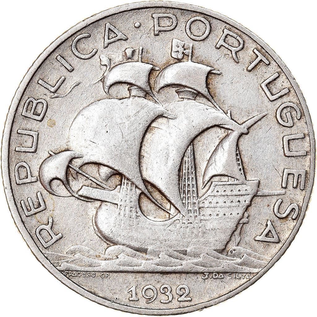 Portugal 2.50 Escudos Coin | Portuguese Ship | Silver | 1932 - 1951