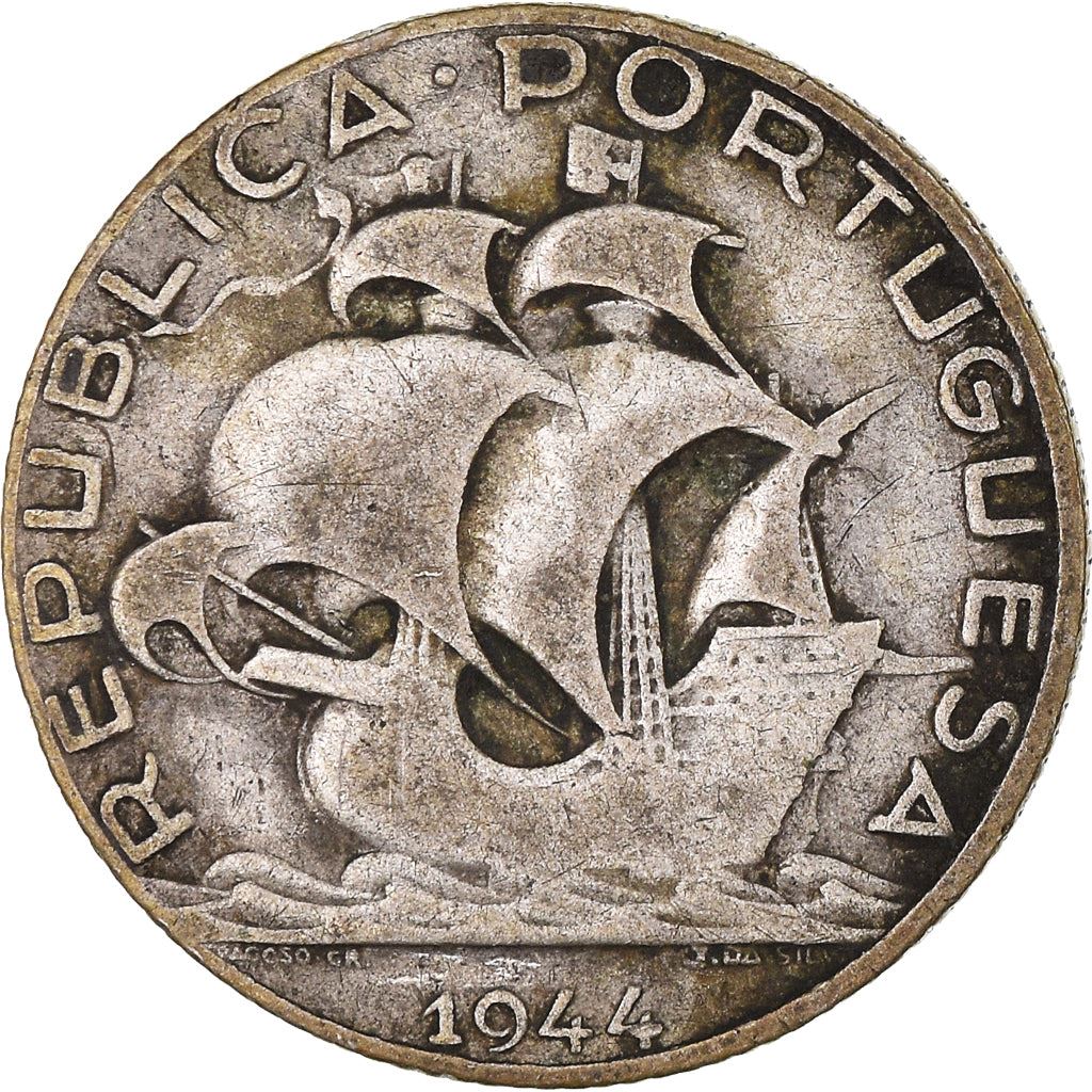 Portugal 2.50 Escudos Coin | Portuguese Ship | Silver | 1932 - 1951