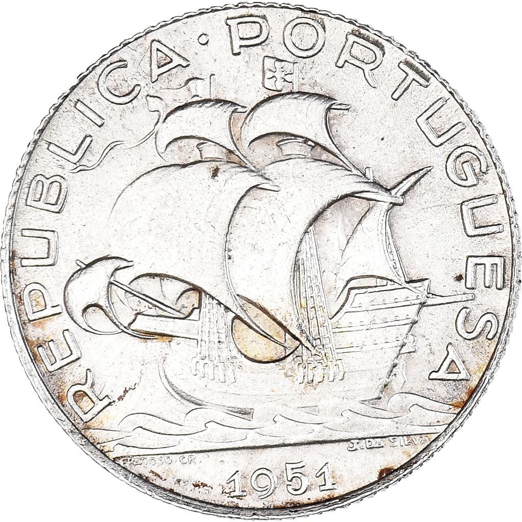 Portugal 2.50 Escudos Coin | Portuguese Ship | Silver | 1932 - 1951