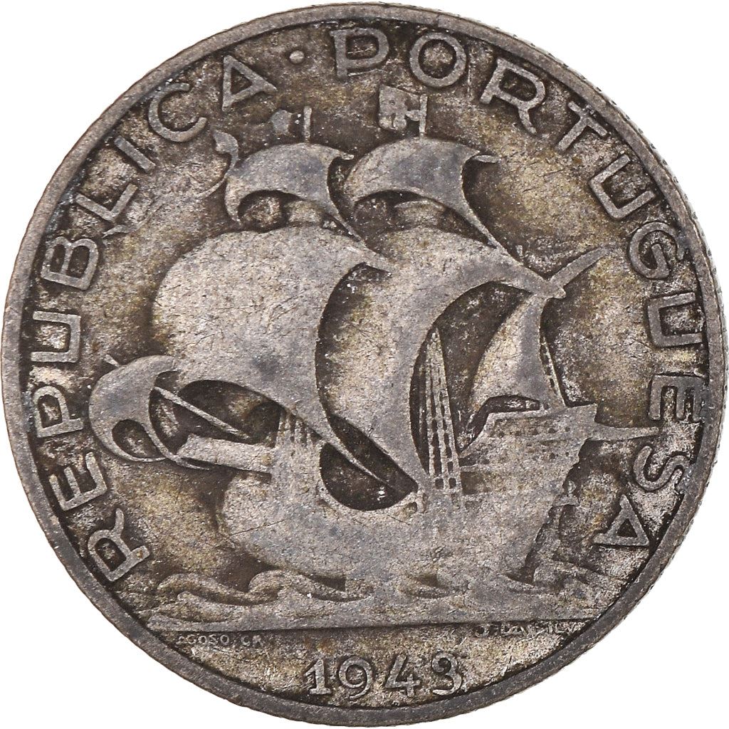 Portugal 2.50 Escudos Coin | Portuguese Ship | Silver | 1932 - 1951