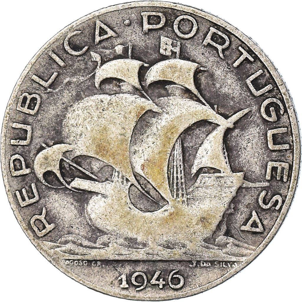 Portugal 2.50 Escudos Coin | Portuguese Ship | Silver | 1932 - 1951