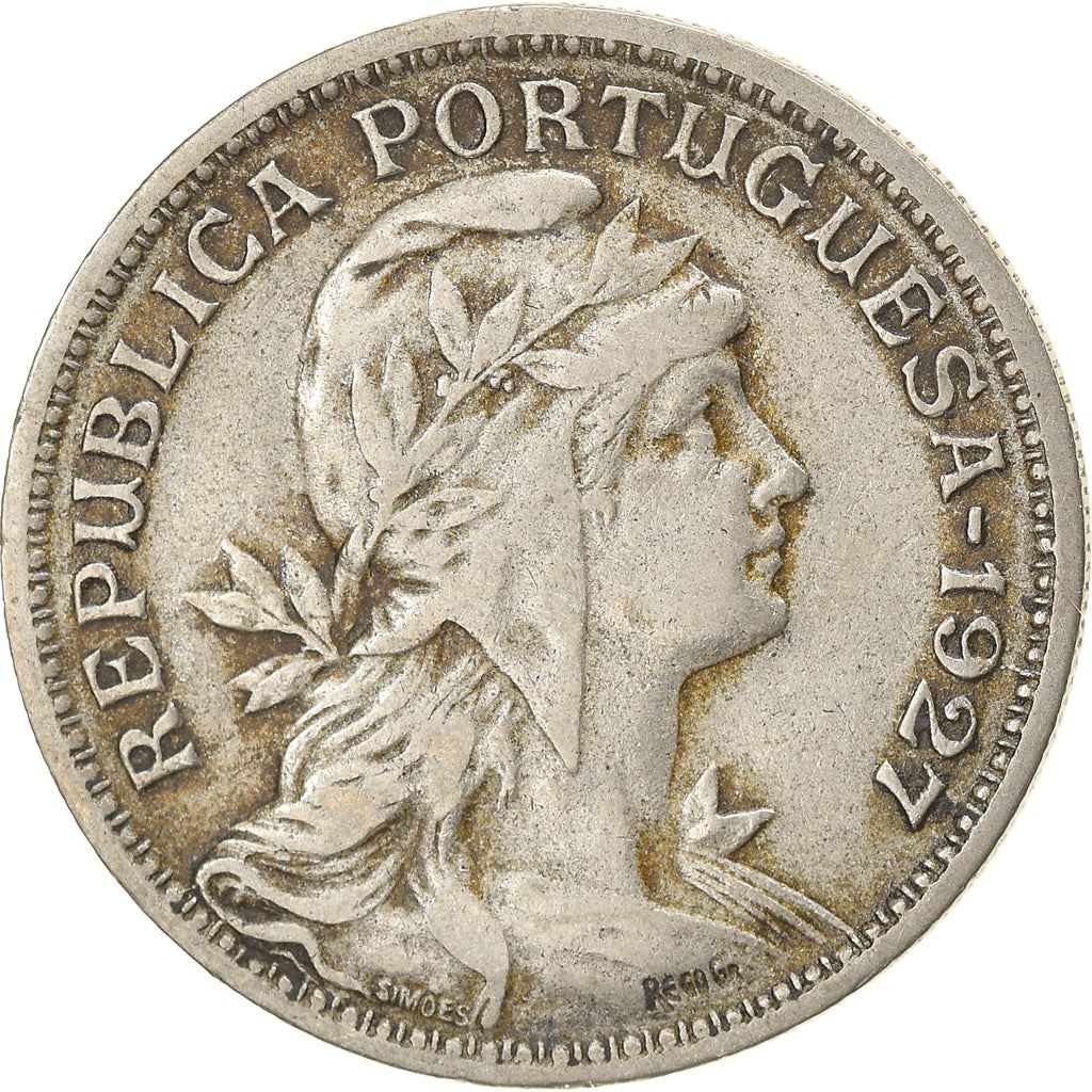 Portugal 50 Centavos Coin | Republic Allegory | KM577 | 1927 - 1968