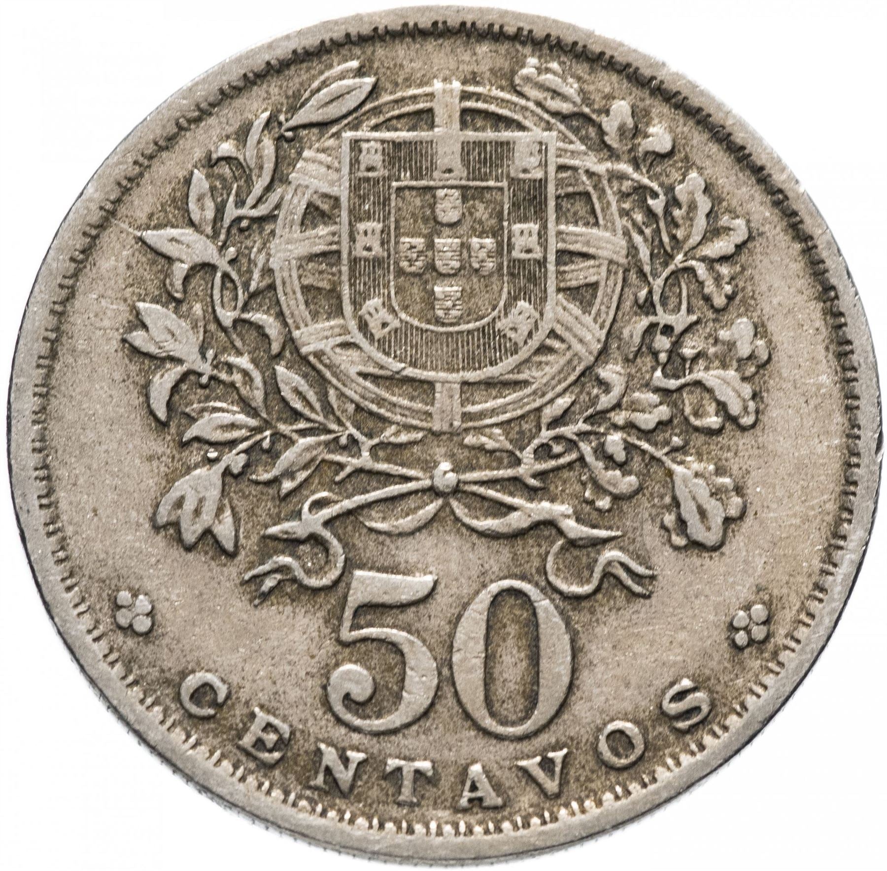 Portugal 50 Centavos Coin | Republic Allegory | KM577 | 1927 - 1968