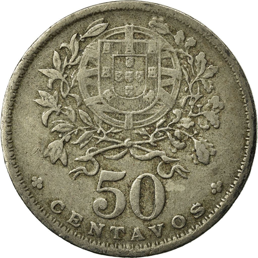 Portugal 50 Centavos Coin | Republic Allegory | KM577 | 1927 - 1968