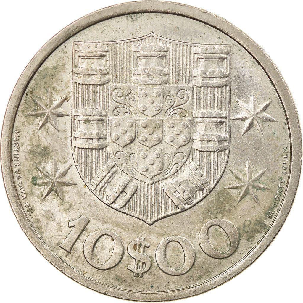 Portuguese 10 Escudos Coin | Ship | Stars | KM600 | 1969 - 1974