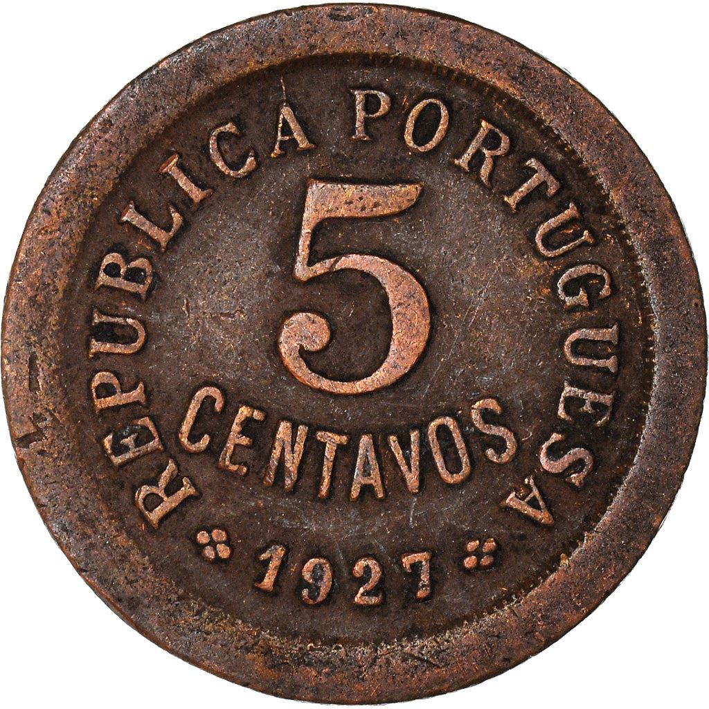 Portuguese 5 Centavos Coin | Republica Head | KM572 | 1924 - 1927