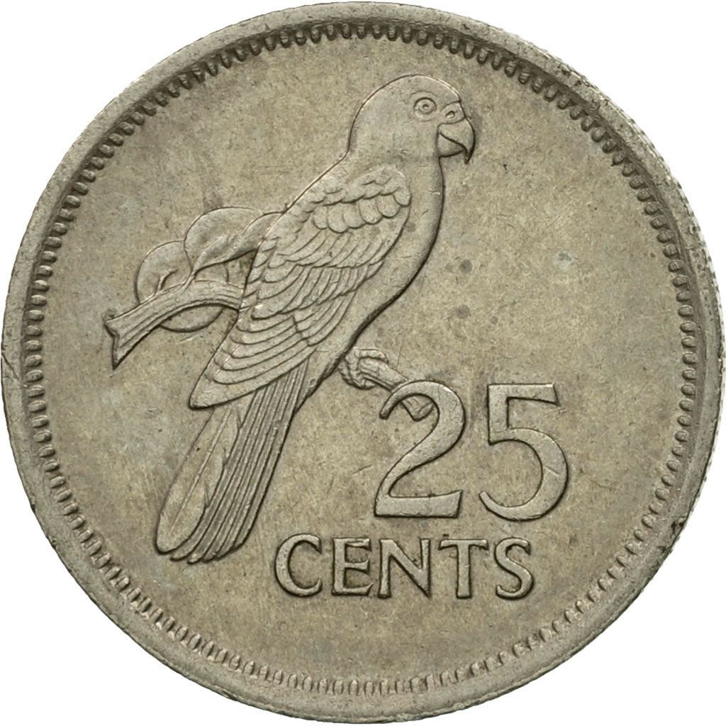 Seychelles | 25 Cents Coin | Black Parrot | Km:49 | 1982 - 1992