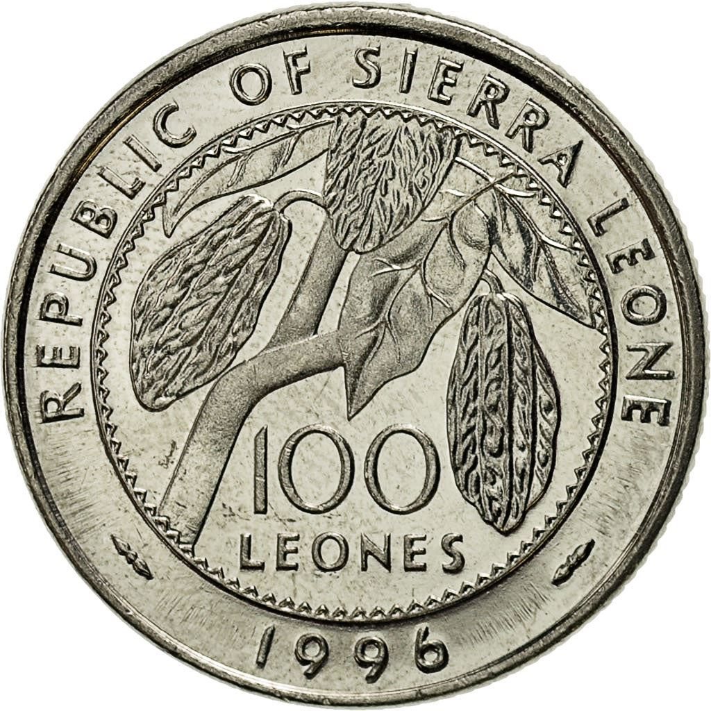 Sierra Leone | 100 Leones Coin | Cocoa Fruit | Naimbana II | Km:46 | 1996 - 2017