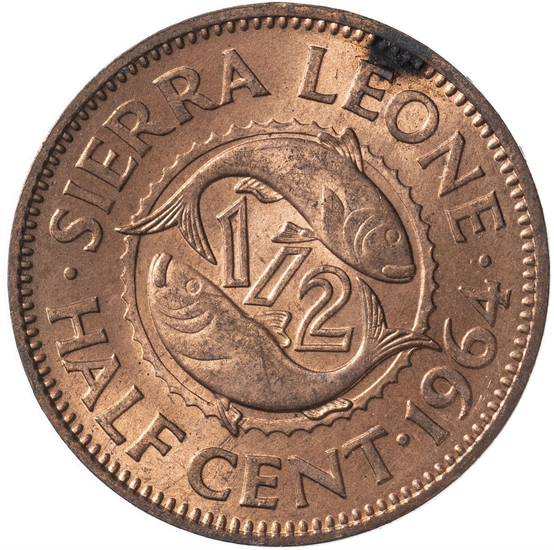 Sierra Leone 1/2 Cent Coin | Sir Milton Margai | Fish | KM16 | 1964