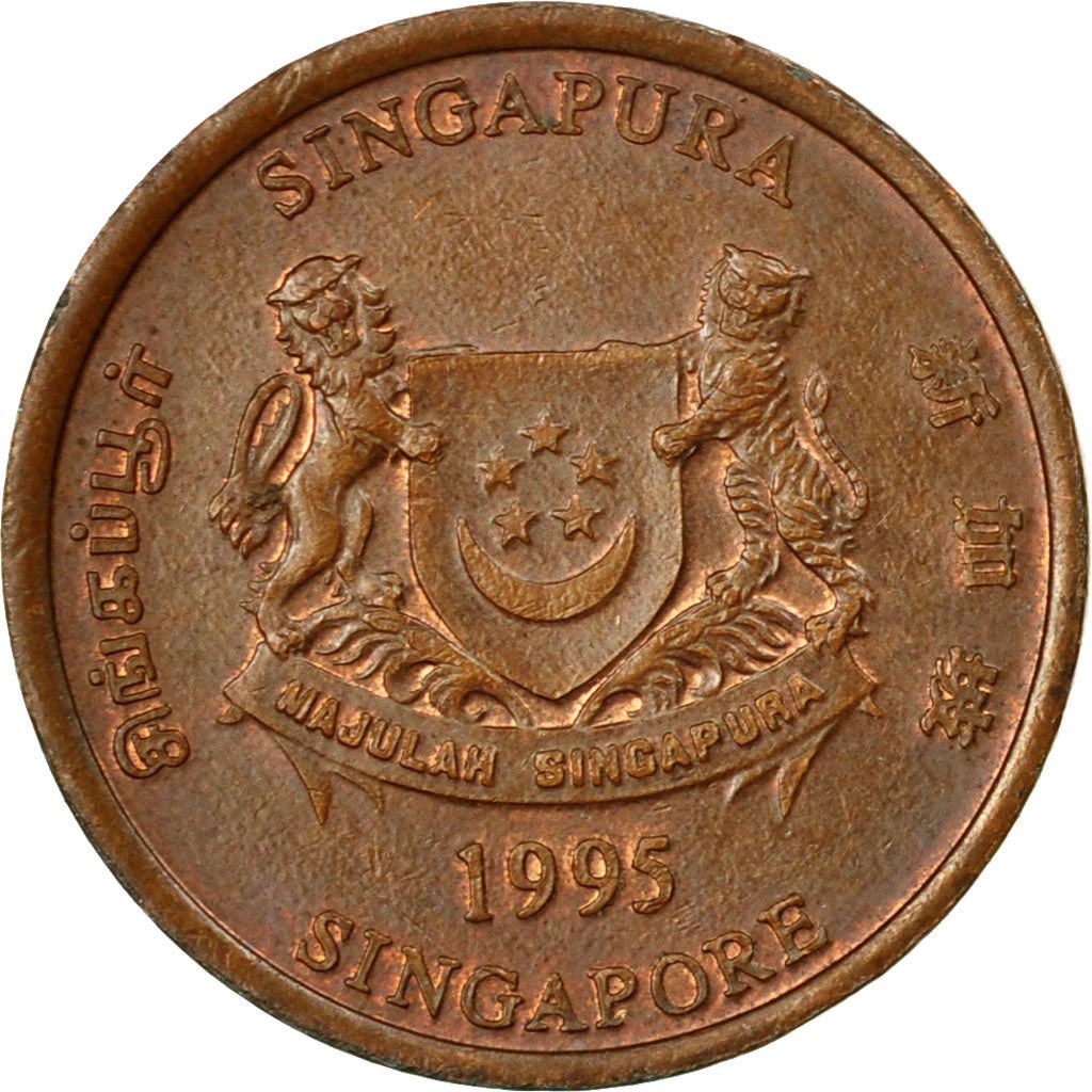 Singapore 1 Cent Coin | ribbon downwards | KM98 | 1992 - 2002 Copper plated zinc