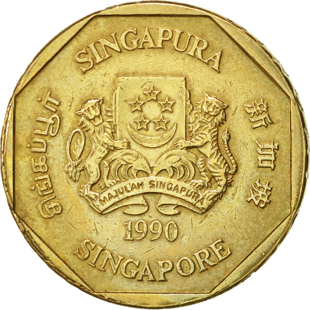 Singapore | 1 Dollar Coin | Ribbon upwards | KM54b | 1987 - 1991 | Aluminium-bronze