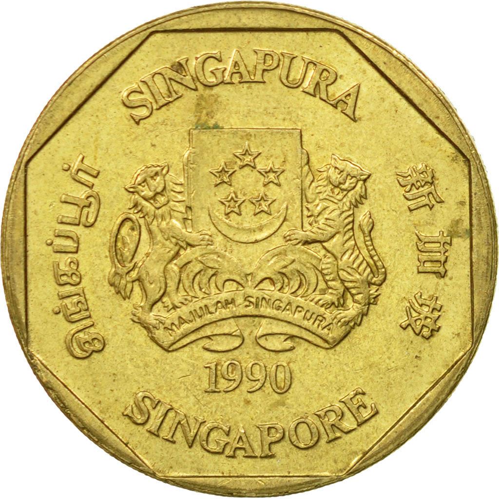 Singapore | 1 Dollar Coin | Ribbon upwards | KM54b | 1987 - 1991 | Aluminium-bronze