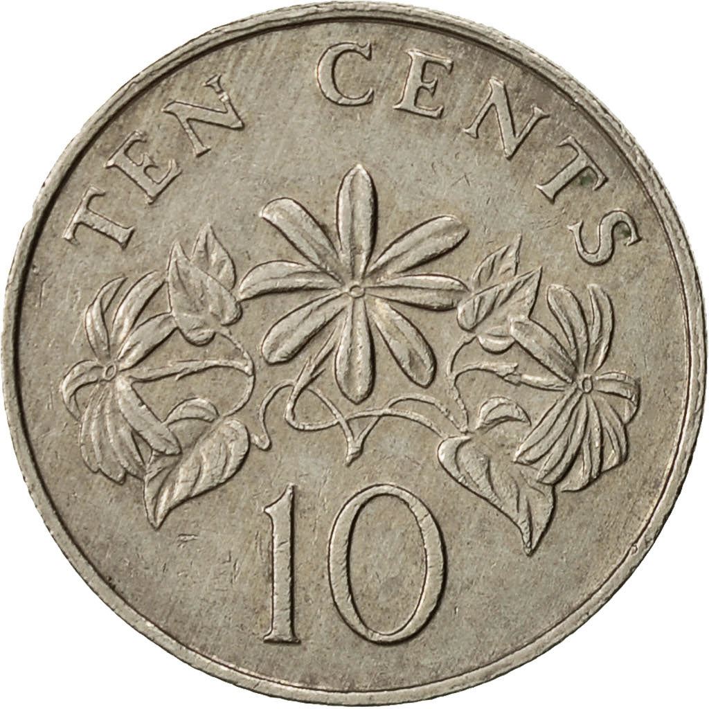 Singapore | 10 Cents Coin | Jasmine plant | Km:51 | 1985 - 1991