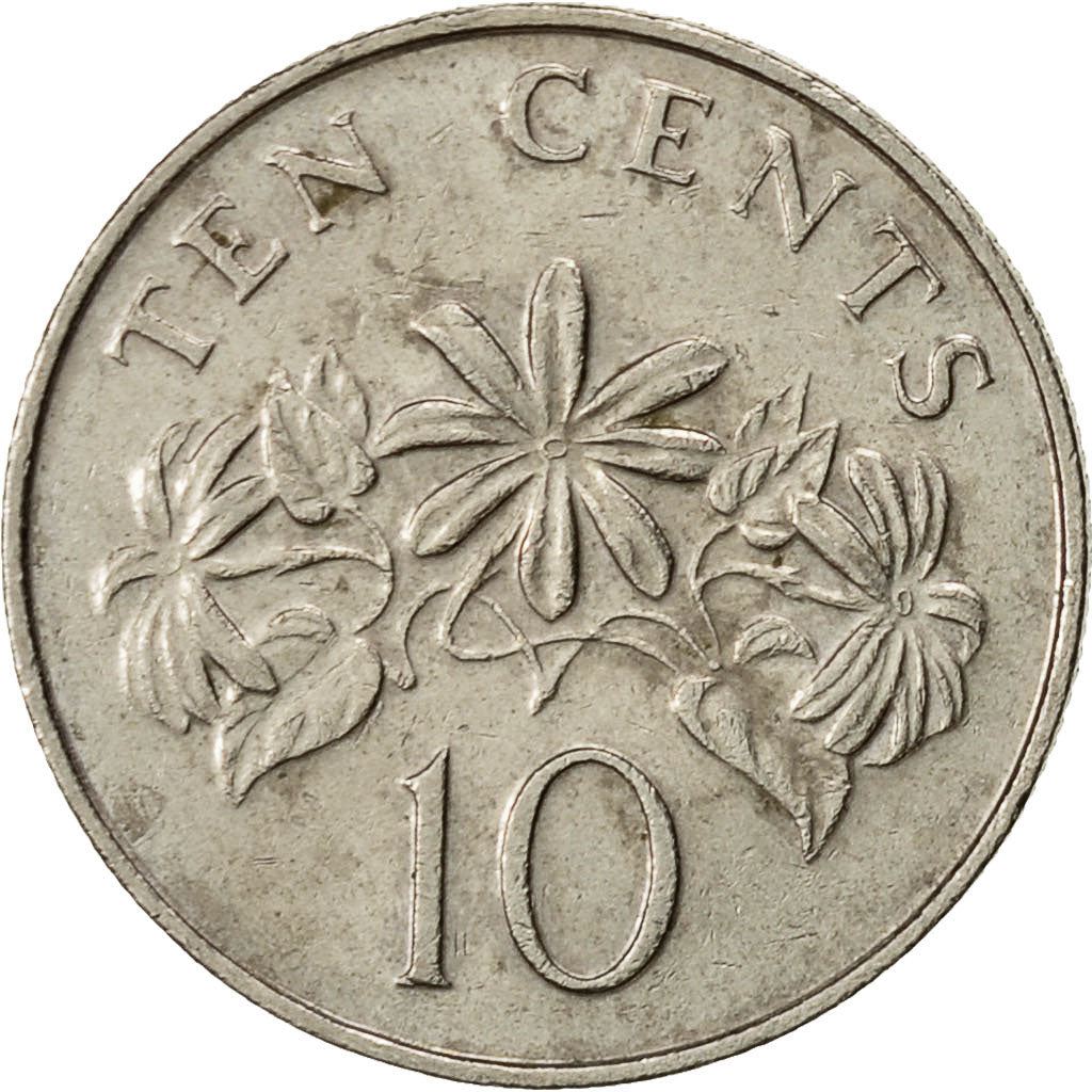 Singapore | 10 Cents Coin | Jasmine plant | Km:51 | 1985 - 1991