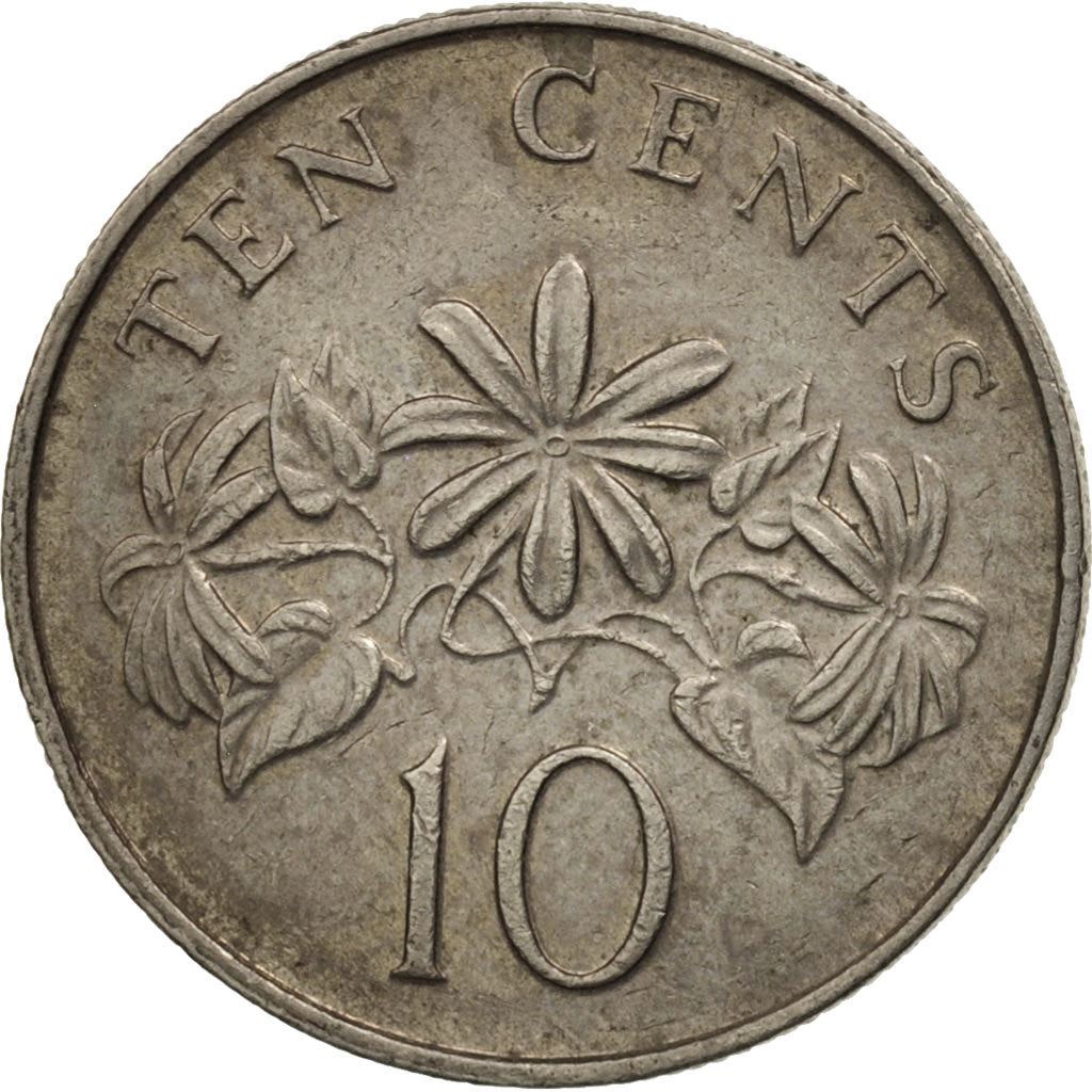 Singapore | 10 Cents Coin | Jasmine plant | Km:51 | 1985 - 1991