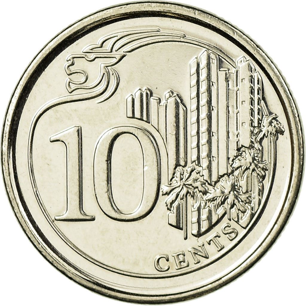 Singapore 10 Cents Coin | KM346 | 2013 - 2019 Nickel plated steel