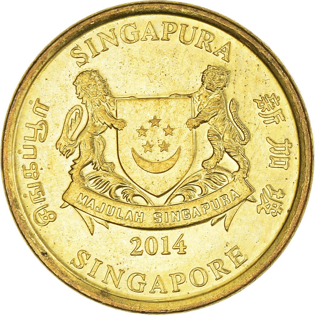 Singapore 5 Cents Coin | KM345 | 2013 - 2018 Brass plated steel