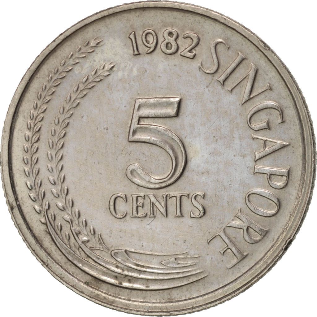 Singapore 5 Cents Coin | magnetic | KM2a | 1980 - 1984 Copper-nickel clad steel