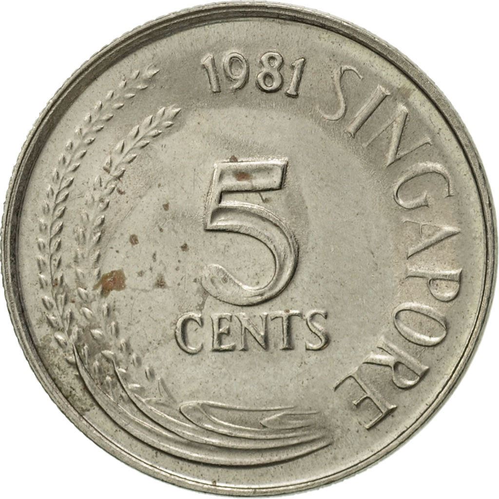 Singapore 5 Cents Coin | magnetic | KM2a | 1980 - 1984 Copper-nickel clad steel