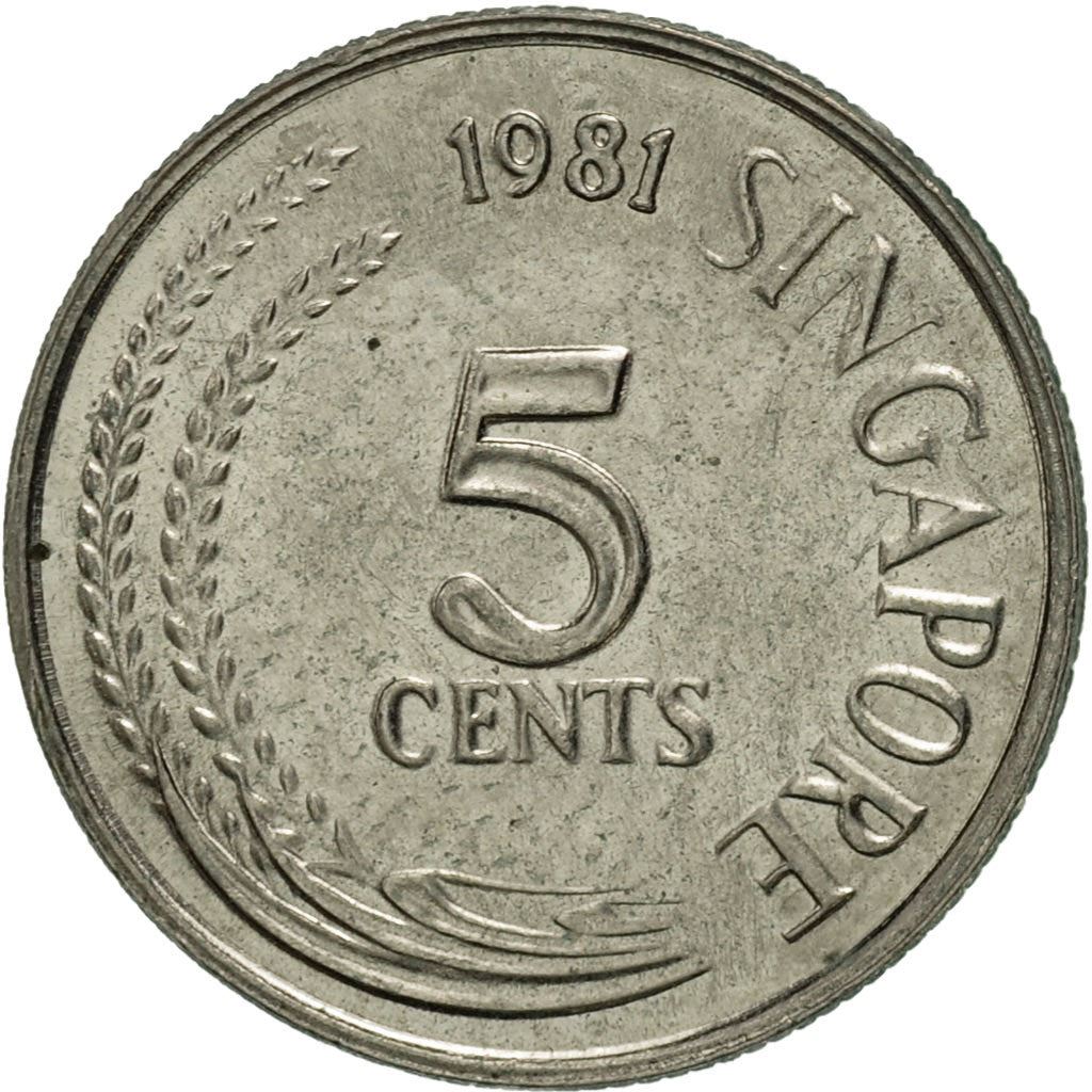 Singapore 5 Cents Coin | magnetic | KM2a | 1980 - 1984 Copper-nickel clad steel