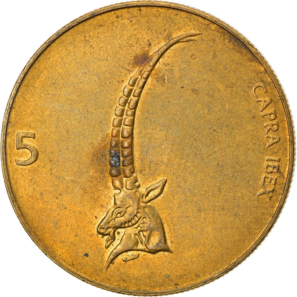 Slovenia 5 Tolarjev Coin | Alpine Ibex | KM6 | 1992 - 2006