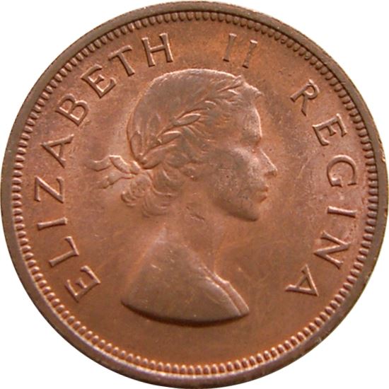 South Africa 1 Penny Coin | Elizabeth II 1st portrait | KM46 | 1953 - 1960