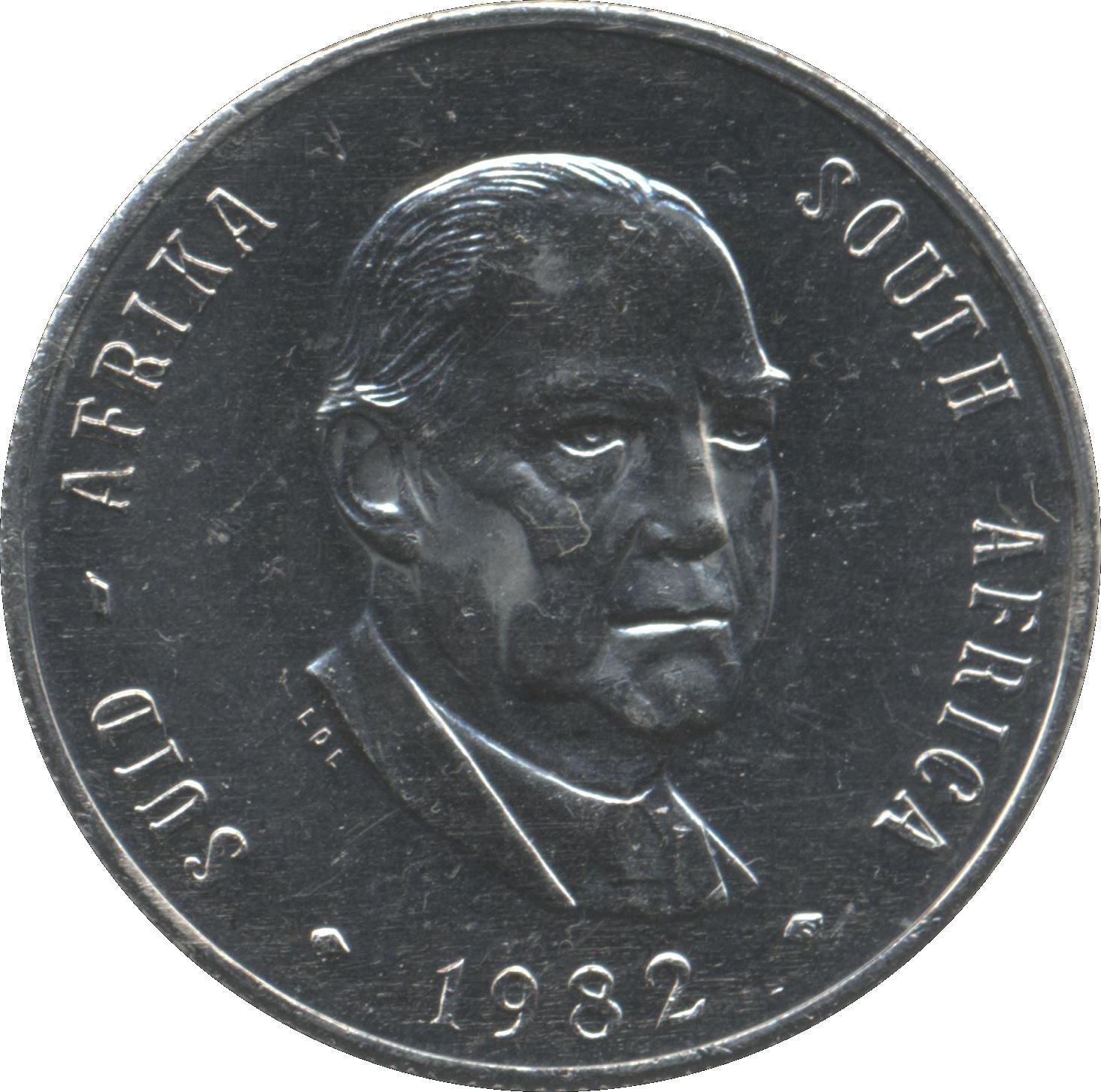 South Africa 1 Rand Coin | Balthazar J. Vorster | KM115 | 1982