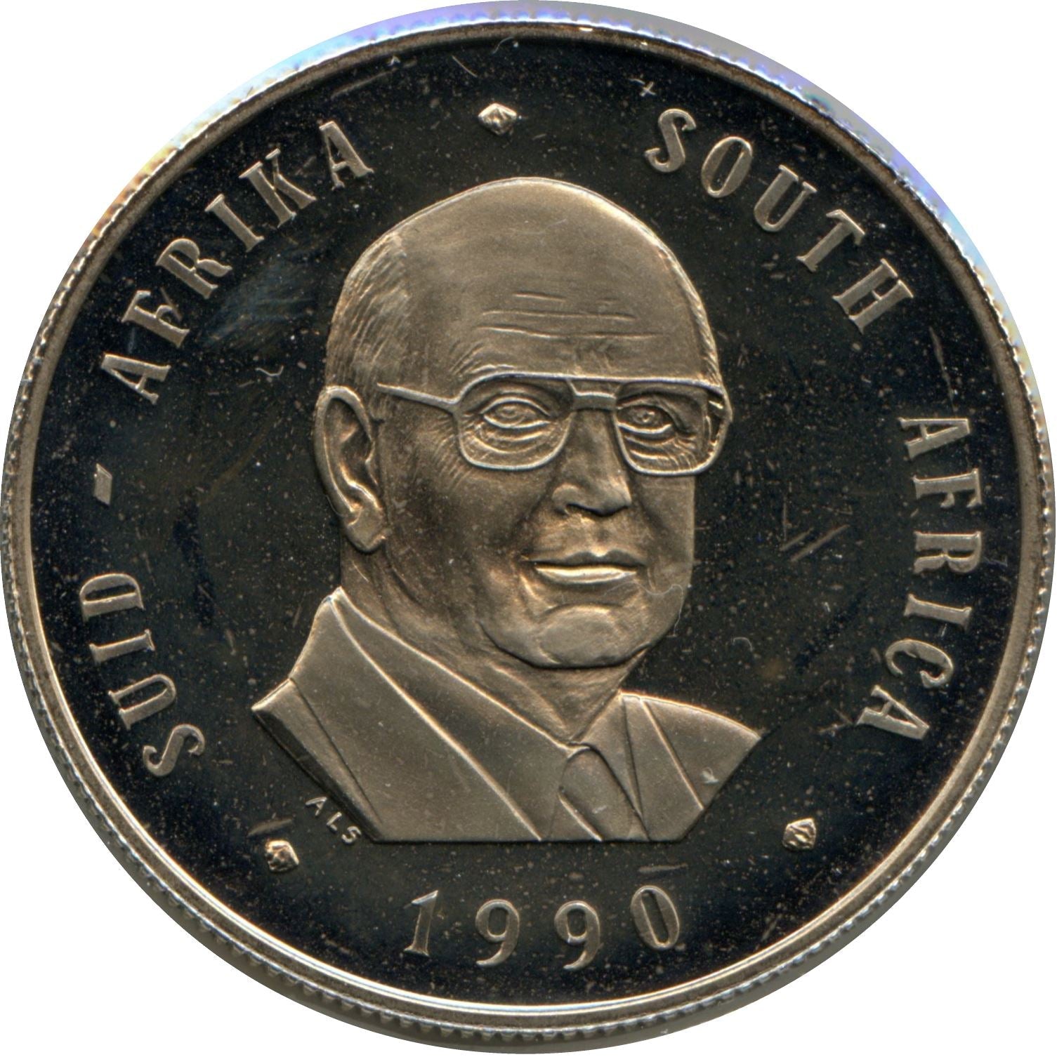 South Africa 1 Rand Coin | Pieter W. Botha | KM141 | 1990