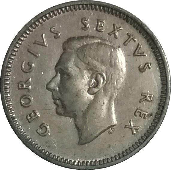 South Africa 3 Pence Coin | George VI | KM35.1 | 1948 - 1950