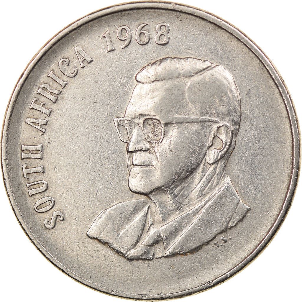 South Africa | 50 Cents Coin | President Charles Swart | Flowers | Lilies | Bird of Paradise | Km:79.1 | 1968