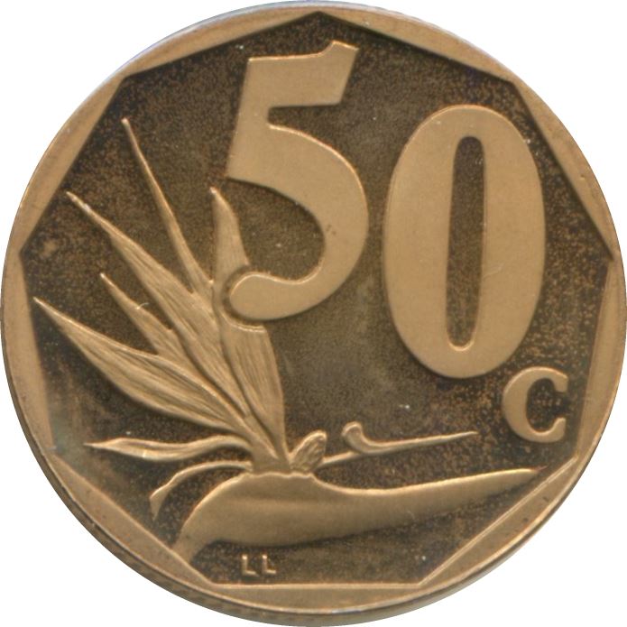 South Africa 50 Cents Sesotho Legend - AFRIKA BORWA Coin KM163 1996 - 2000