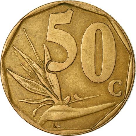 South Africa 50 Cents Sesotho Legend - AFRIKA BORWA Coin KM163 1996 - 2000