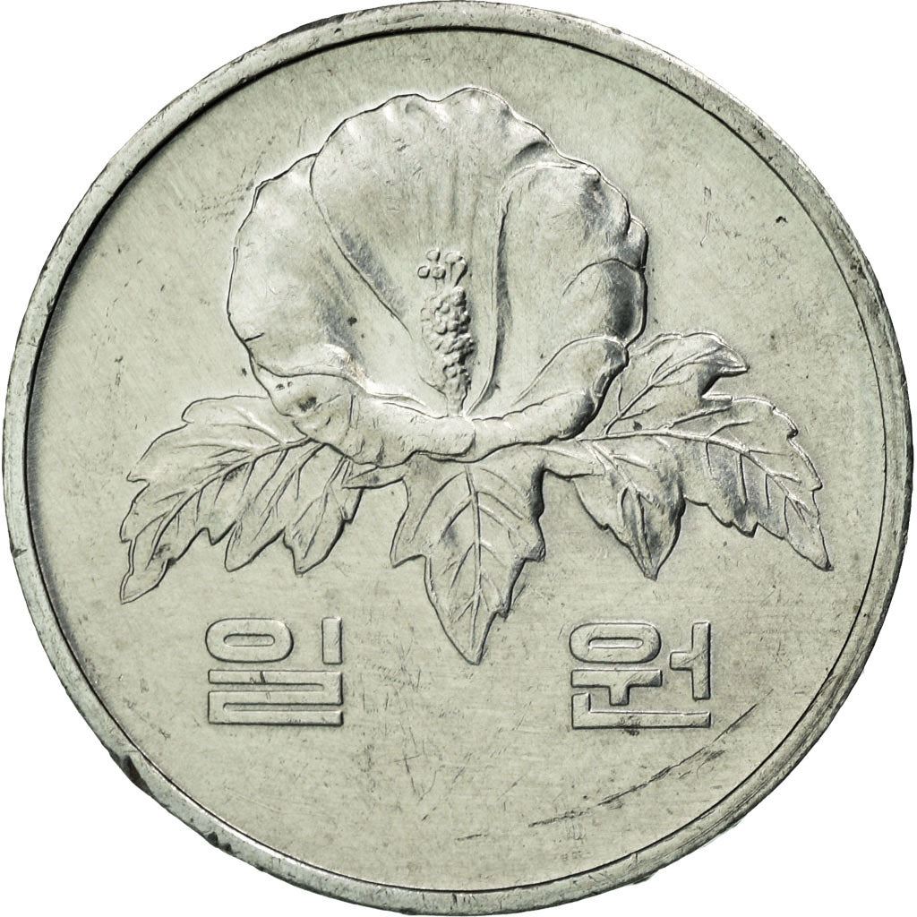 South Korea | 1 Won Coin | Rose of Sharon - Hibiscus syriacus | KM31 | 1983 - 2019