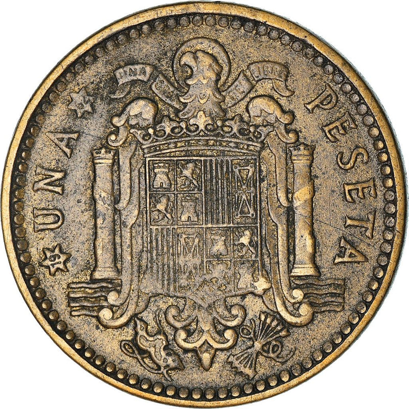 Spain 1 Peseta - Francisco Franco 1st portrait Coin KM775 1946 - 1963