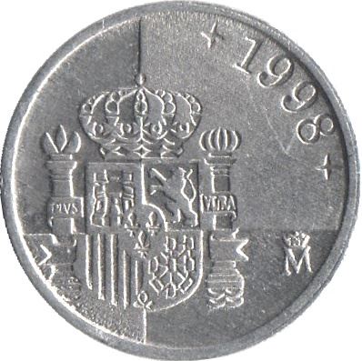 Spain 1 Peseta - Juan Carlos I Coin 1989 - 2001 KM 832