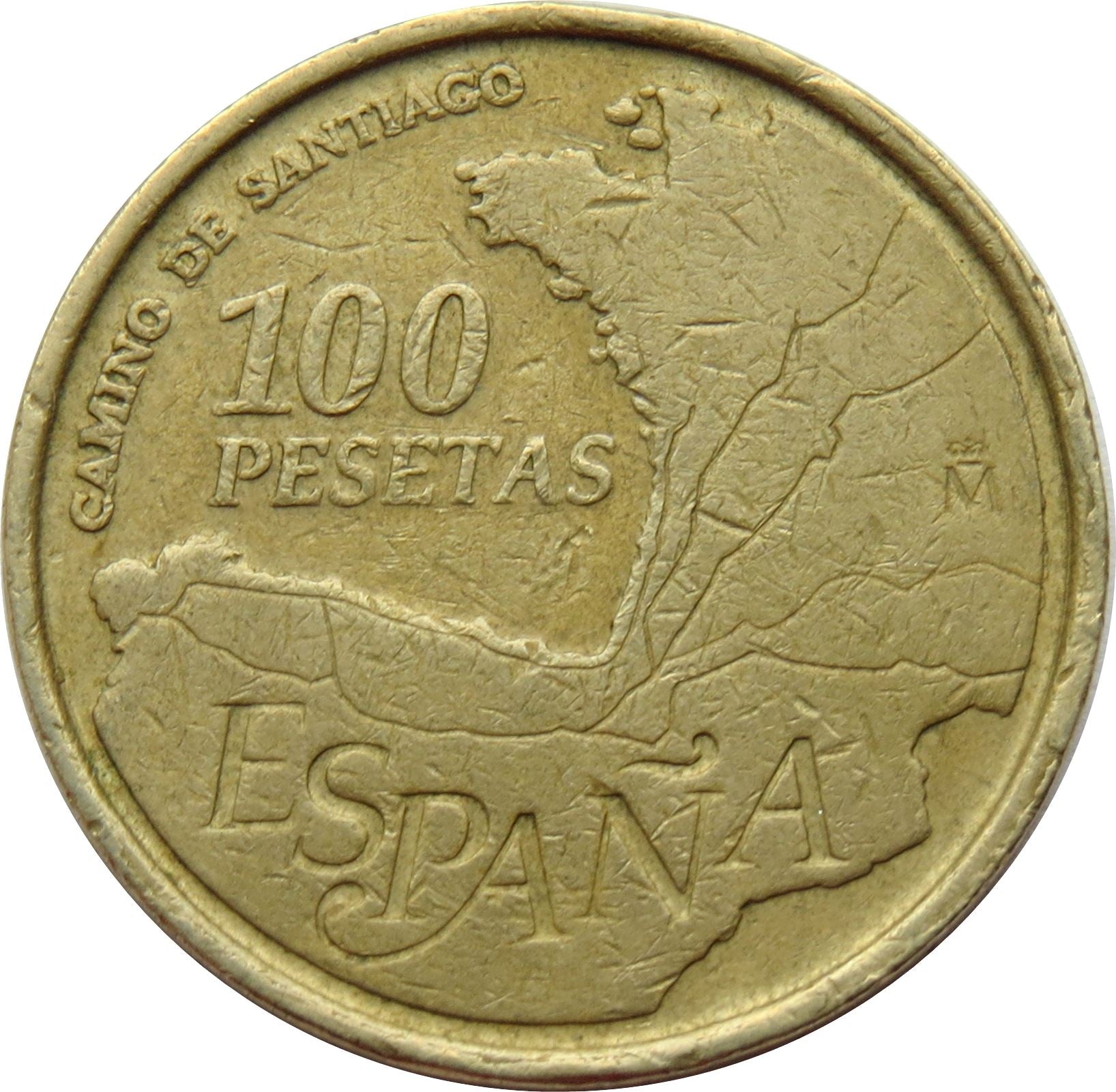 Spain 100 Pesetas Way of St. James Coin KM922 1993 Castle and fortifications