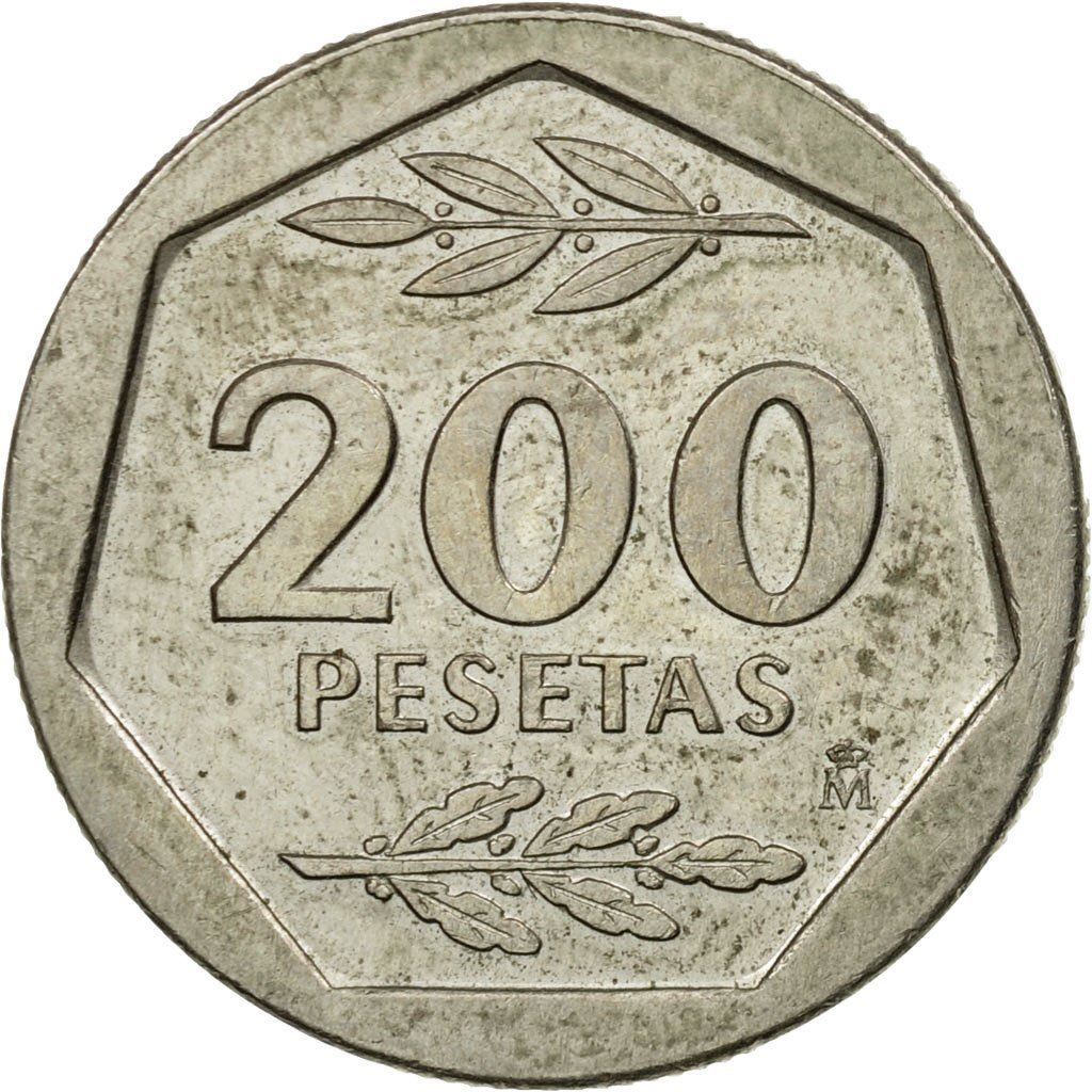 Spain 200 Pesetas - Juan Carlos I Coin KM829 1986 - 1988 Painting, Religious building