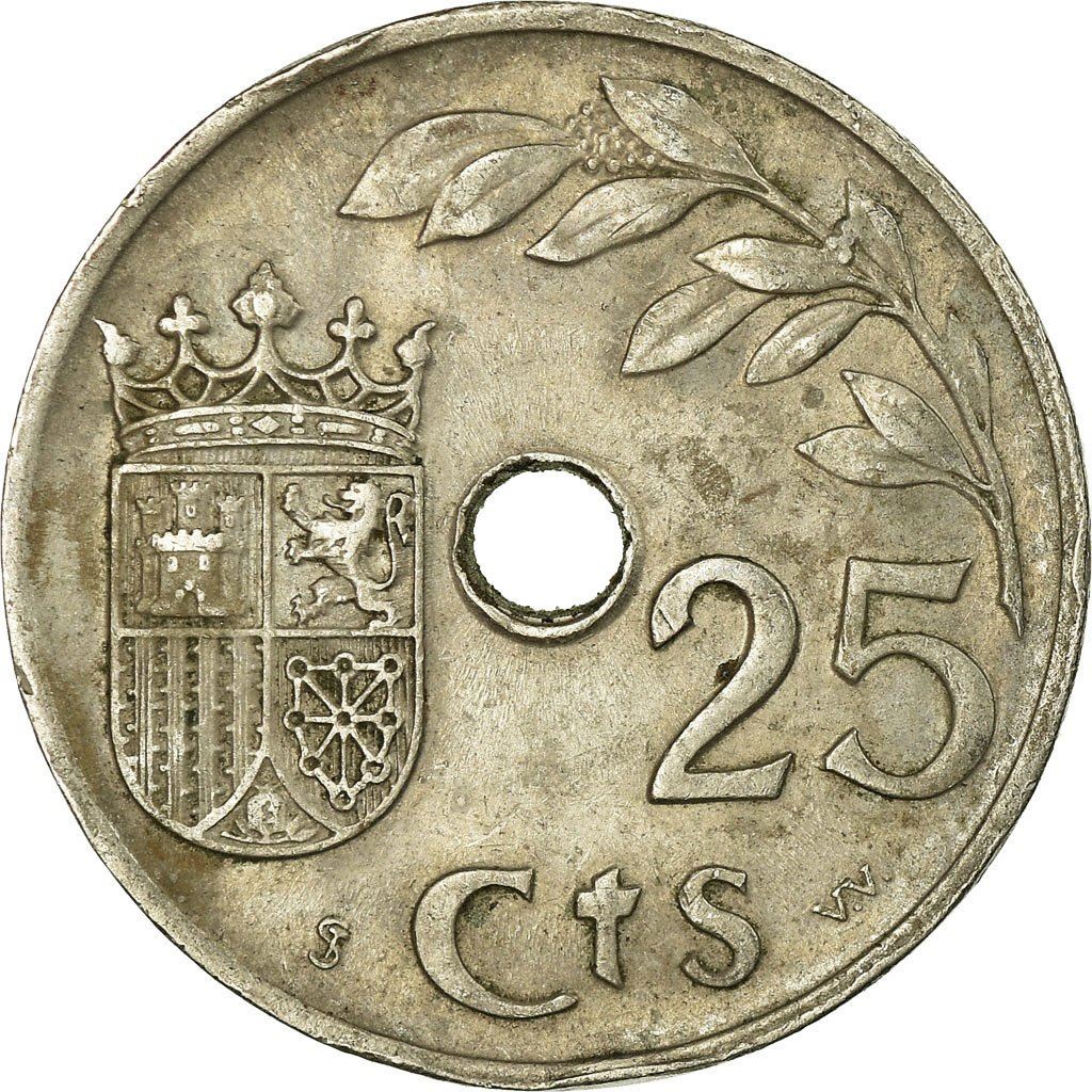 Spain 25 Centimos - 2nd Triumphant Year Coin KM753 1937 Soccer