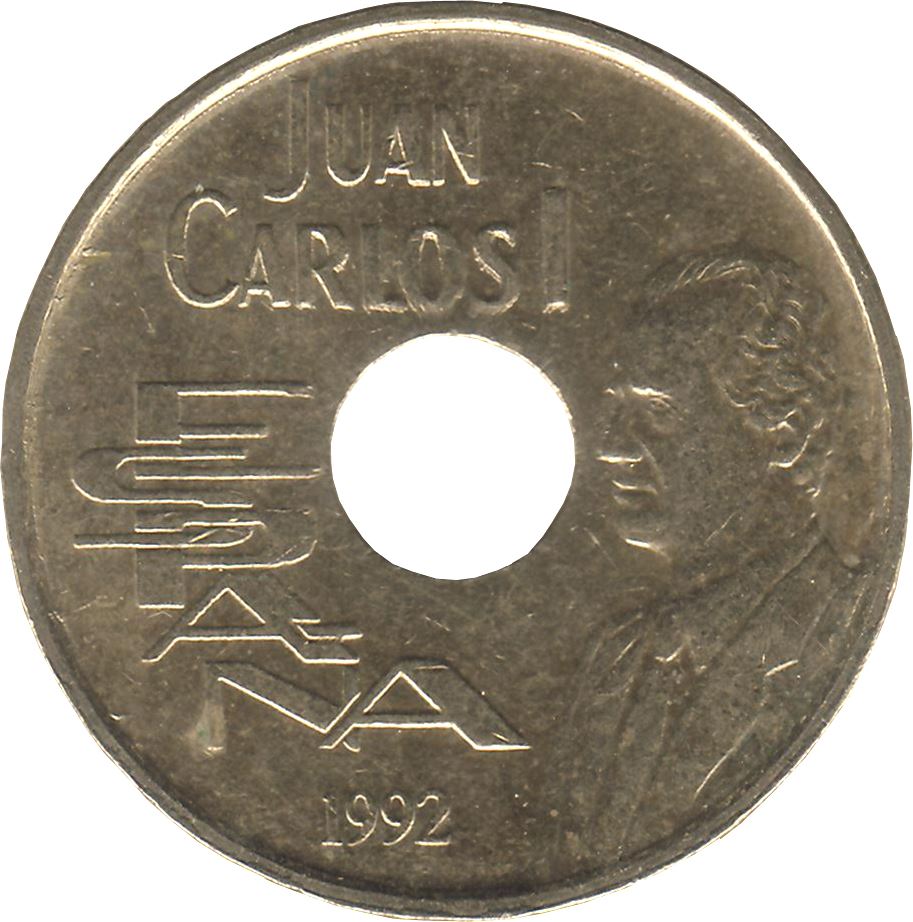 Spain 25 Pesetas - Juan Carlos I Giralda Coin KM904 1992 Painting