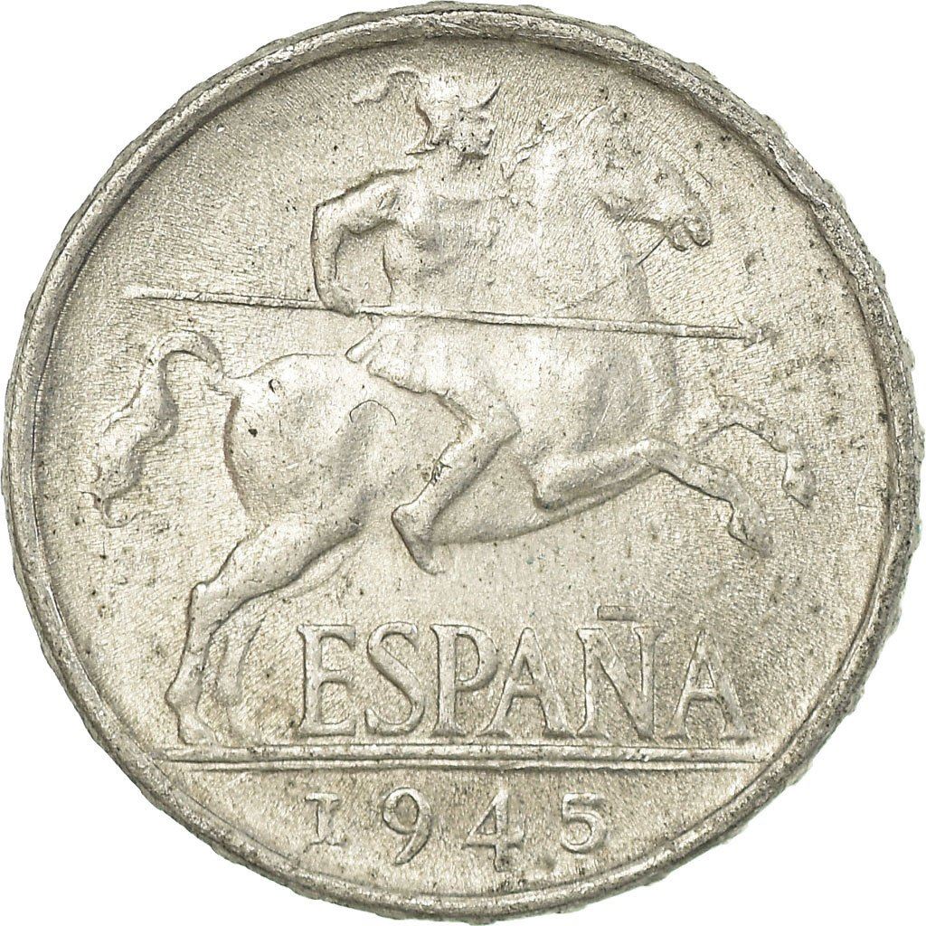 Spain 5 Centimos - Iberian Rider Coin 1940 - 1953 KM 765