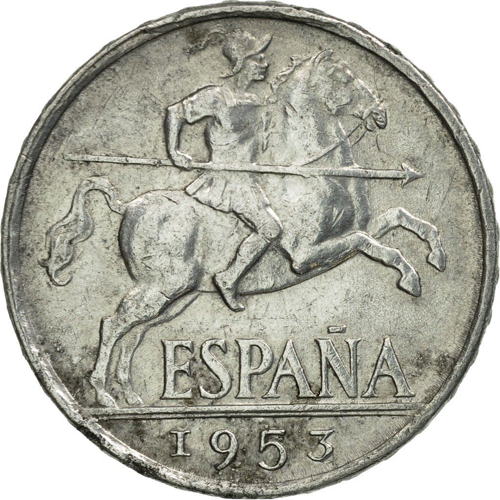 Spain 5 Centimos - Iberian Rider Coin 1940 - 1953 KM 765