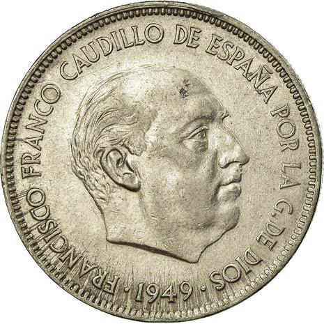 Spain 5 Pesetas - Francisco Franco Coin KM778 1949