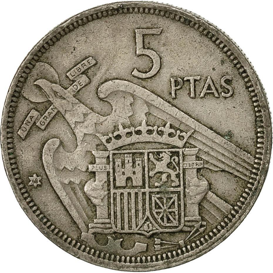 Spain 5 Pesetas - Francisco Franco Coin KM786 1957 (1957 - 1975)